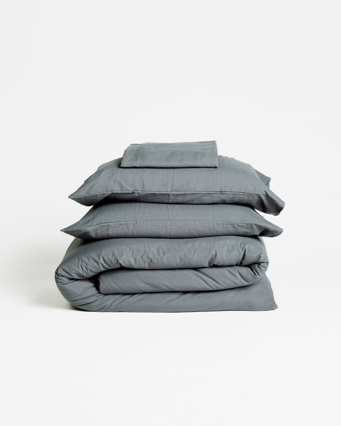 Set de Duvet Cotton Solid Washed 4 Peças - Smoke